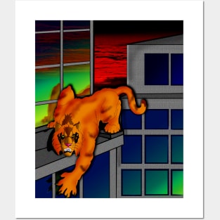 Tiger on a Ledge Posters and Art